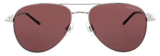 MONTBLANC MB0345S 002 Navigator Silver Black Violet Lens Men's Sunglasses