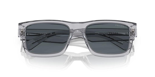 PRADA PR 25ZS Crystal Grey Blue Lens Rectangular Designer Sunglasses