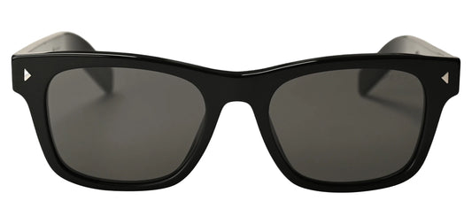 PRADA PR A17S Sunglasses Black & Silver Grey Tint Rectangular Shape - Unisex