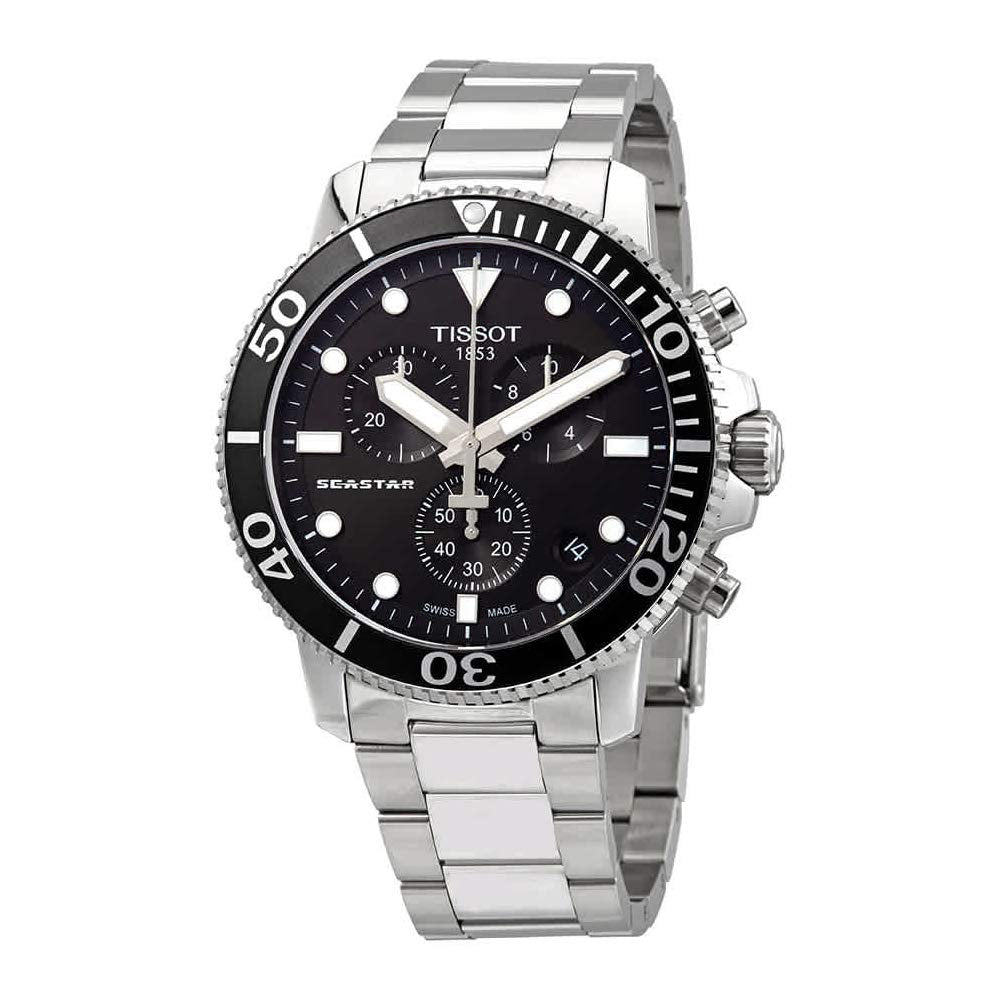 Reloj de lujo suizo de cuarzo para hombre Tissot Seastar 1000 Chronograph T120.417.11.051.00