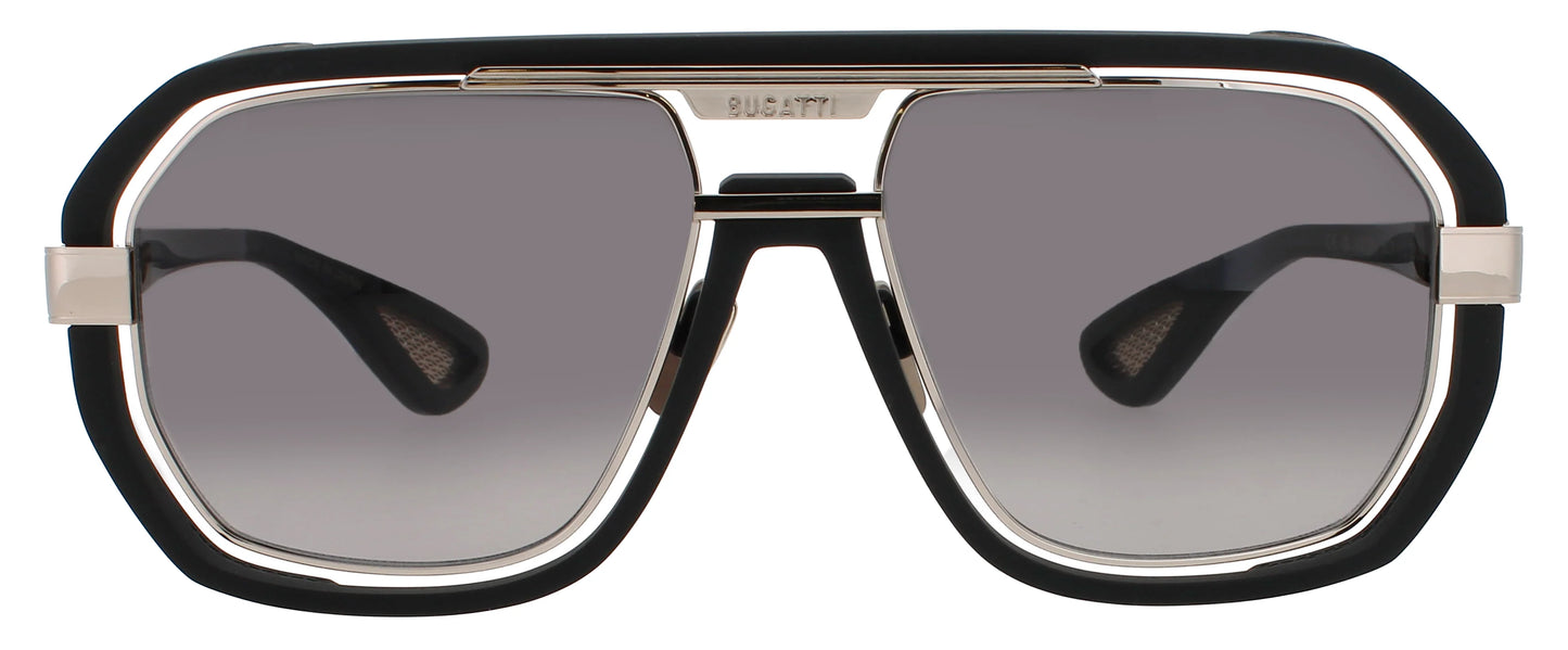 BUGATTI-08-Black & White Gold Men's Square Sunglasses