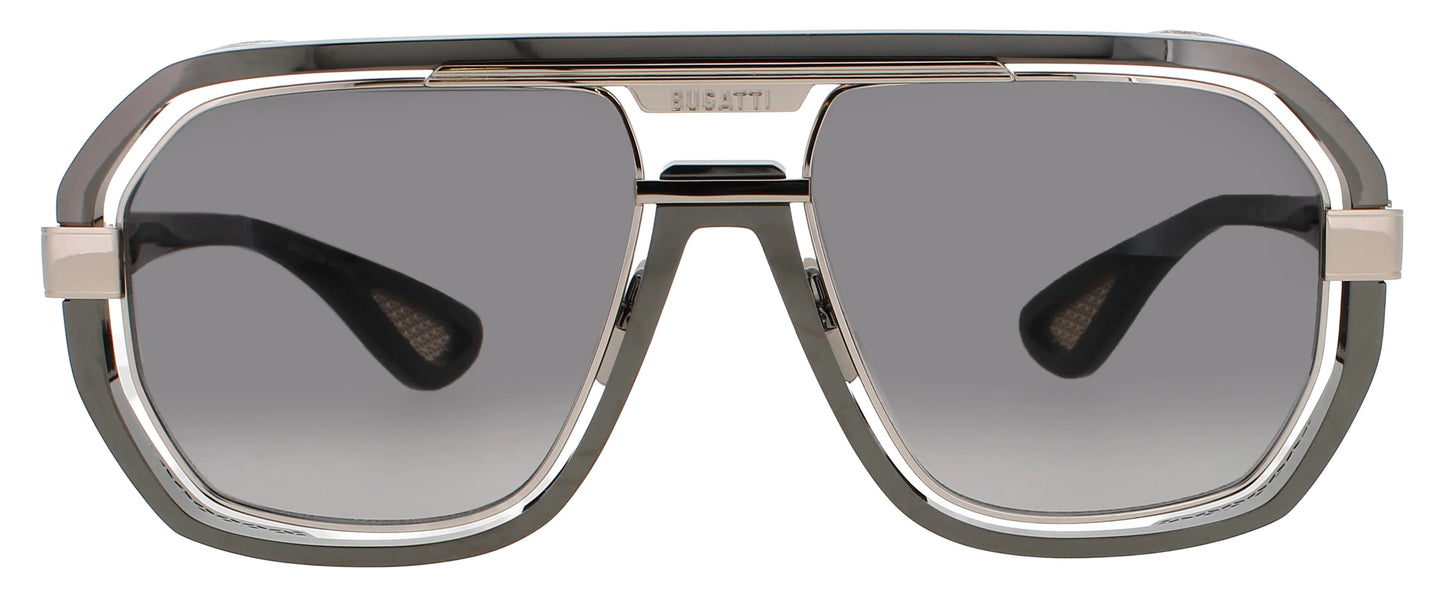 BUGATTI-08-Grey & White Gold Men's Square Sunglasses