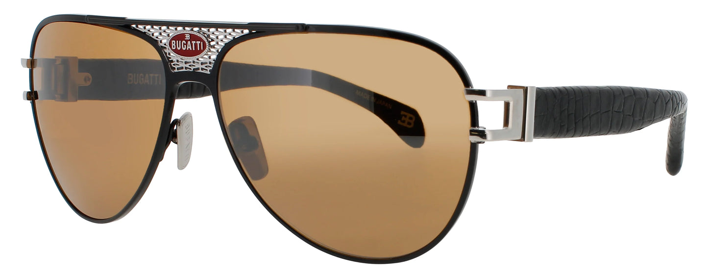 BUGATTI-11-Black & Stainelss Steel Men's Square Sunglasses