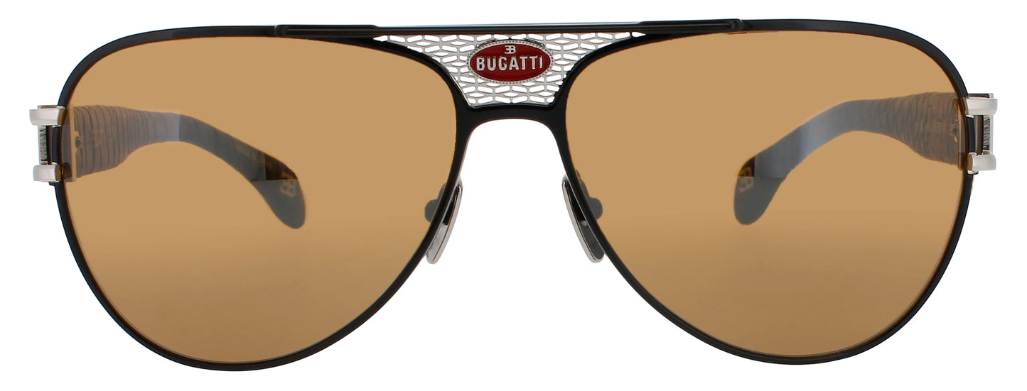BUGATTI-11-Black & Stainelss Steel Men's Square Sunglasses
