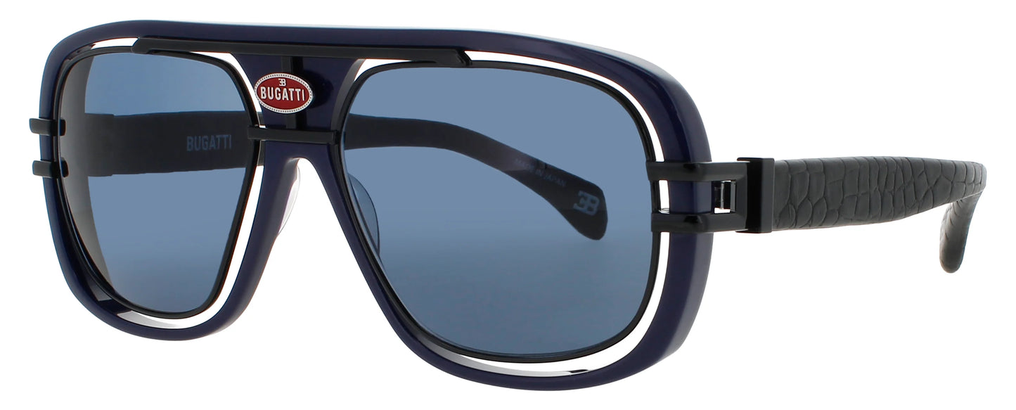 BUGATTI-07 Dark Blue & Black Men's Square Sunglasses