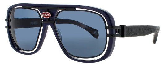 BUGATTI-07 Dark Blue & Black Men's Square Sunglasses