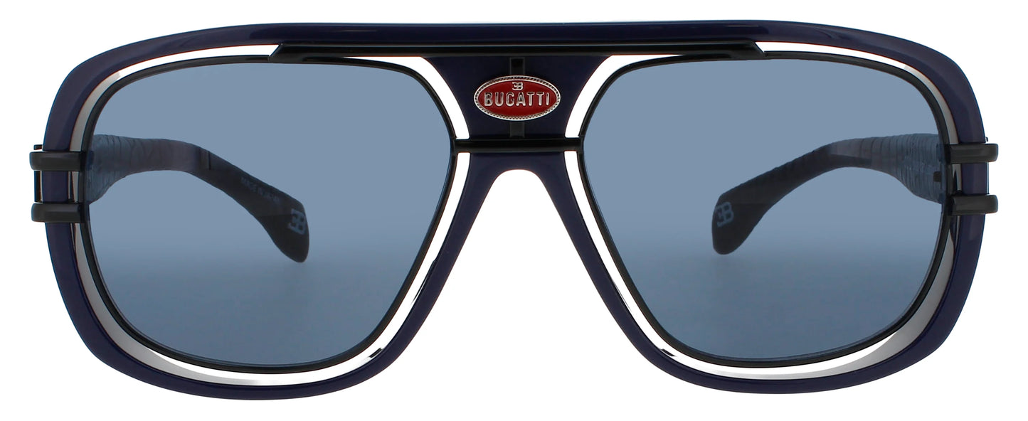 BUGATTI-07 Dark Blue & Black Men's Square Sunglasses