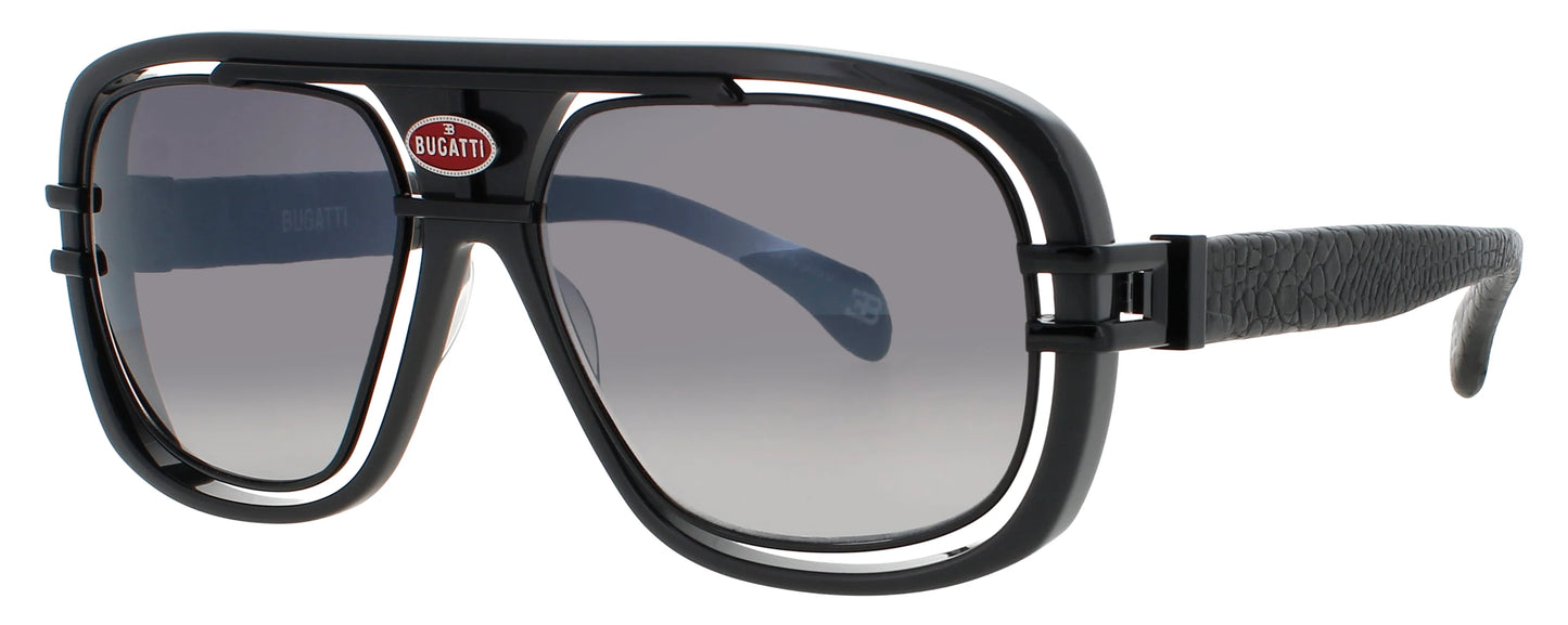 BUGATTI 07 Grey & Black Mens Square Shape Sunglasses