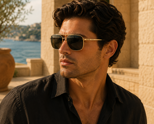 Versace Men’s Rectangular Gold Sunglasses – VE2242 1002/87 61