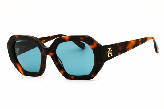 Tommy Hilfiger TH2155/S Rectangular Yellow Havana Sunglasses with Blue Lenses by PEBBELLS