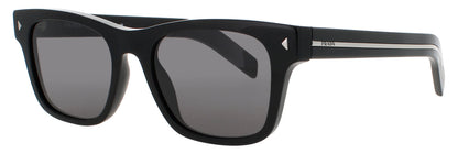 PRADA PR A17S Sunglasses Black & Silver Grey Tint Rectangular Shape - Unisex