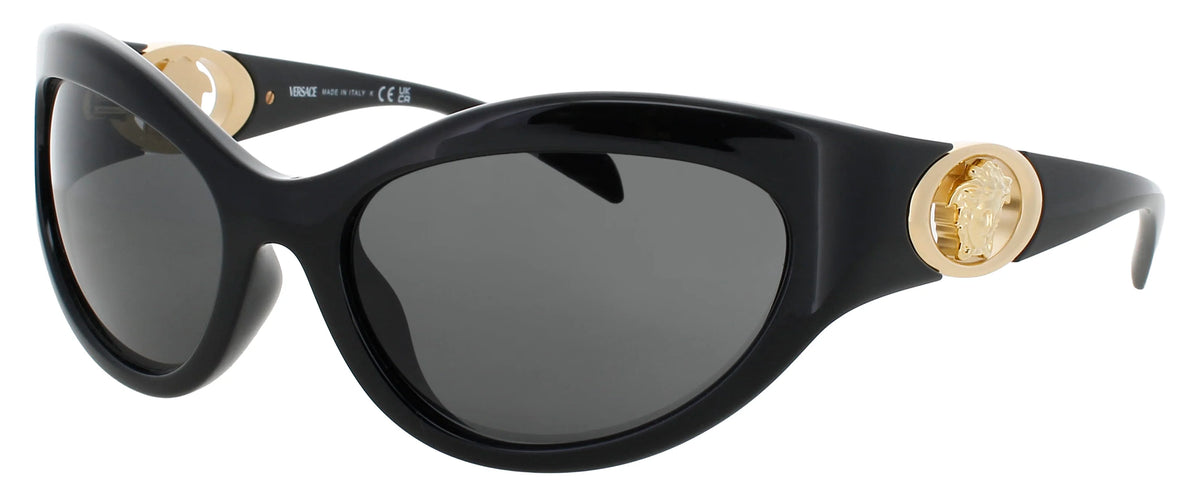 VERSACE Gafas de sol ovaladas negras y doradas para mujer – OVE4485 GB1/8759