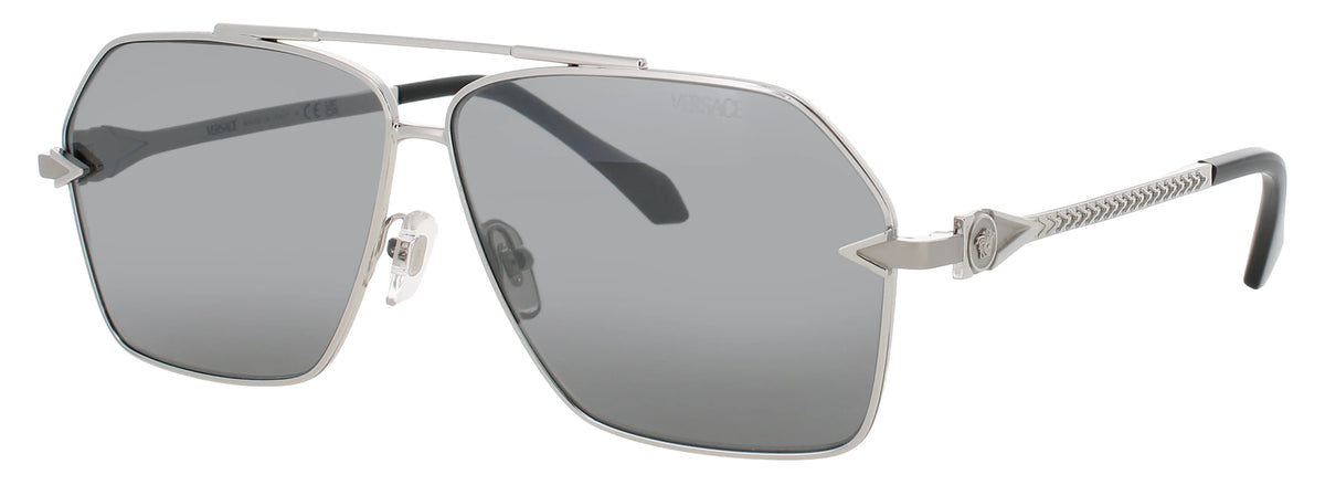 Versace Men’s Aviator Silver Sunglasses – VE2284 1000/6G 63