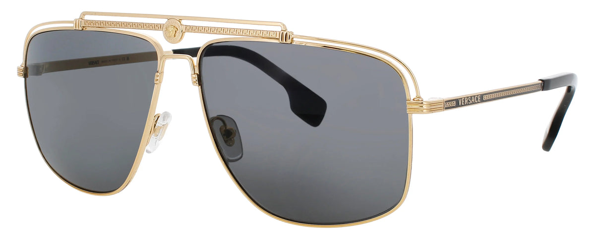 Versace Men’s Rectangular Gold Sunglasses – VE2242 1002/87 61