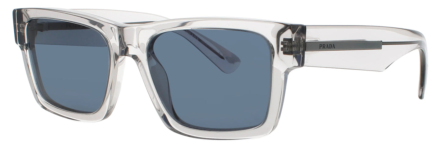 PRADA PR 25ZS Crystal Grey Blue Lens Rectangular Designer Sunglasses
