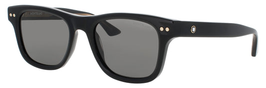 MONTBLANC MB0254S 005 Polarized Rectangular Black Smoke Lens Men's Sunglasses