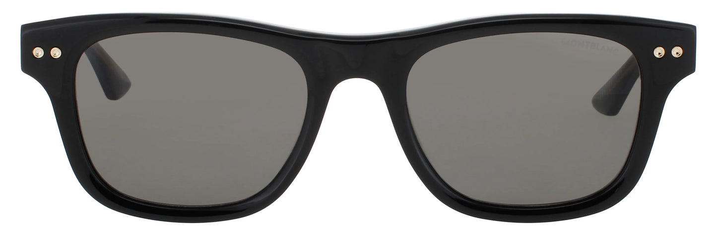 MONTBLANC MB0254S 005 Polarized Rectangular Black Smoke Lens Men's Sunglasses