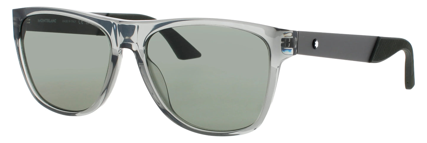 MONTBLANC   MB0298S 003 Rectangular Transparent Grey Green Lens Men's Sunglasses