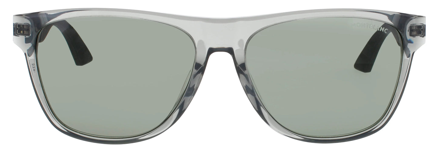MONTBLANC   MB0298S 003 Rectangular Transparent Grey Green Lens Men's Sunglasses