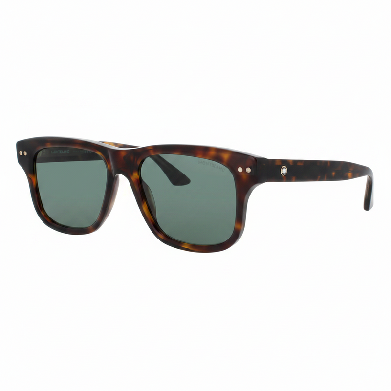 MONTBLANC MB0319S 002 Rectangular Havana Green Lens Men's Sunglasses
