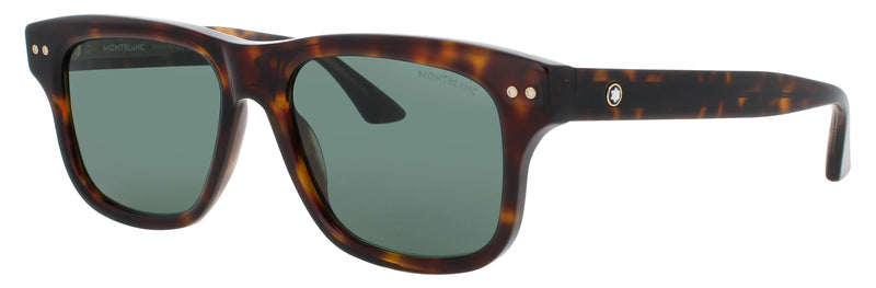 MONTBLANC MB0319S 002 Rectangular Havana Green Lens Men's Sunglasses