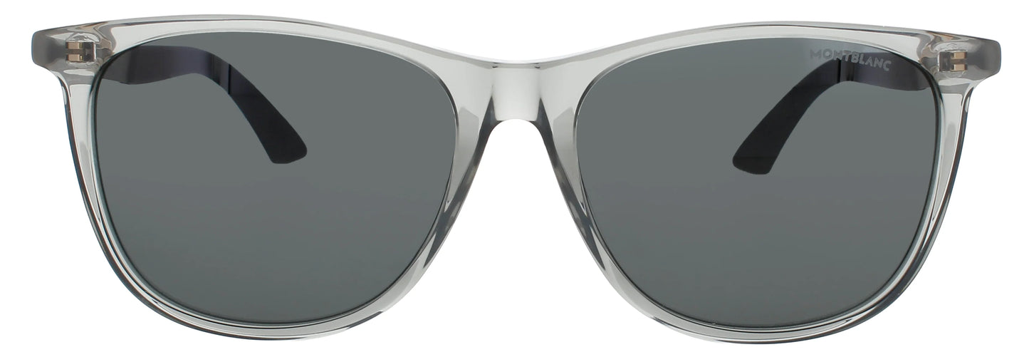 MONTBLANC MB0330S 004 Square Grey Gold Smoke Lens Men's Sunglasses