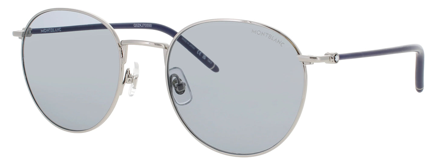 MONTBLANC MB0343SA 004 Navigator Silver Blue Smoke Lens Men's Sunglasses
