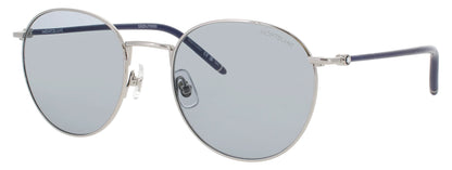 MONTBLANC MB0343SA 004 Navigator Silver Blue Smoke Lens Men's Sunglasses