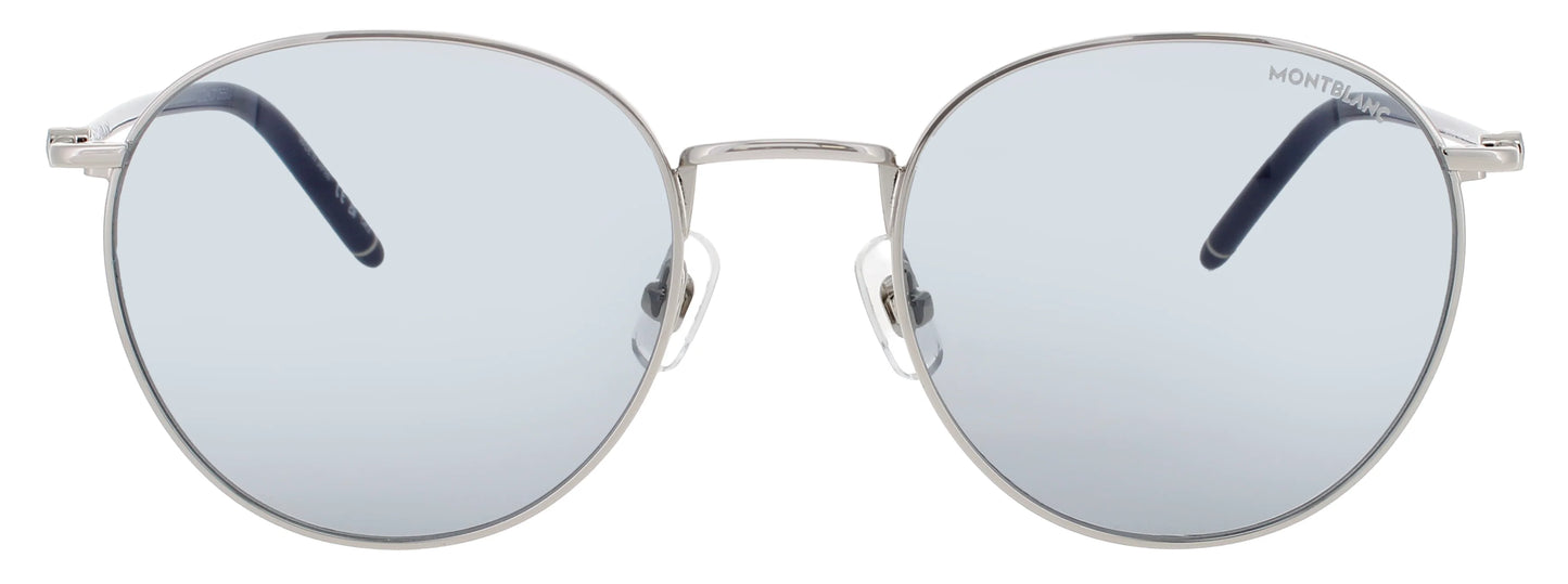 MONTBLANC MB0343SA 004 Navigator Silver Blue Smoke Lens Men's Sunglasses