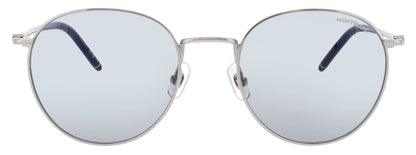 MONTBLANC MB0343SA 004 Navigator Silver Blue Smoke Lens Men's Sunglasses