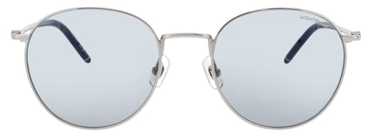 MONTBLANC MB0343SA 004 Navigator Silver Blue Smoke Lens Men's Sunglasses