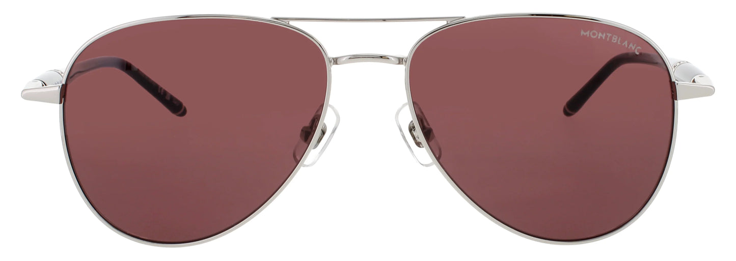 MONTBLANC MB0345S 002 Navigator Silver Black Violet Lens Men's Sunglasses