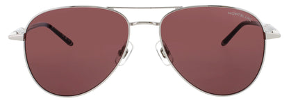 MONTBLANC MB0345S 002 Navigator Silver Black Violet Lens Men's Sunglasses