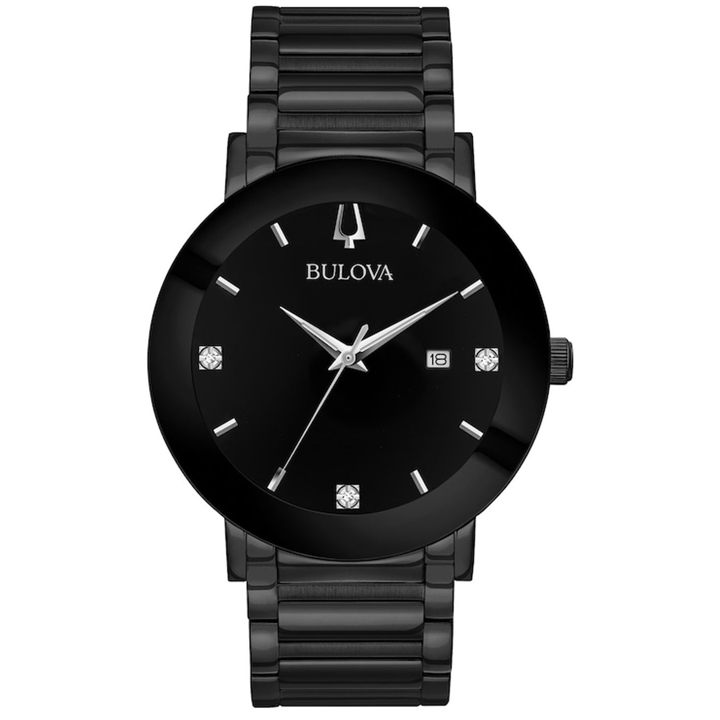 BULVOA Classic 98D144 Reloj de lujo de cuarzo para hombre de acero inoxidable negro