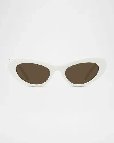 LOEWE LW40156U Women’s Cat Eye Sunglasses Ivory/Brown