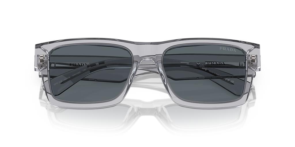 PRADA PR 25ZS Crystal Grey Blue Lens Rectangular Designer Sunglasses