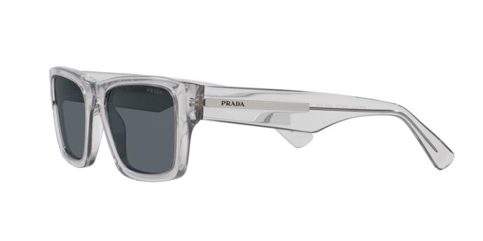 PRADA PR 25ZS Crystal Grey Blue Lens Rectangular Designer Sunglasses