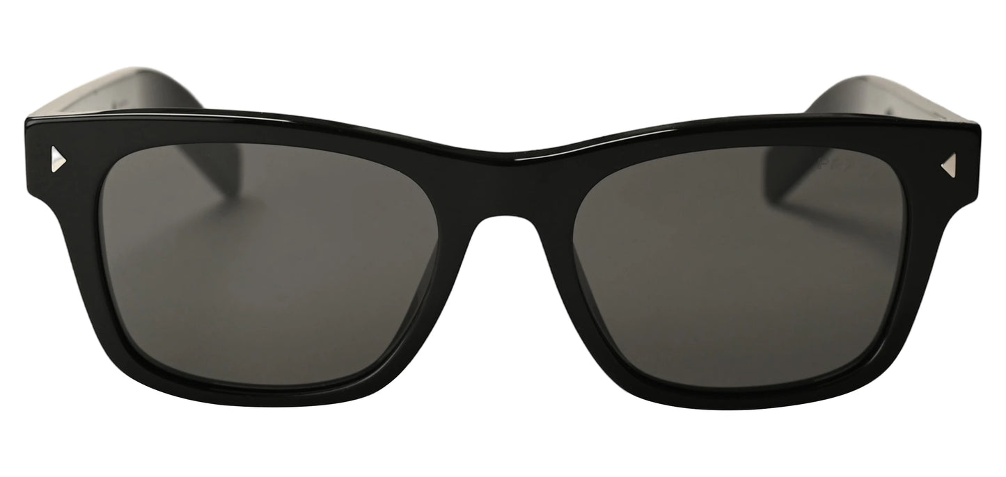 PRADA PR A17S Sunglasses Black & Silver Grey Tint Rectangular Shape - Unisex