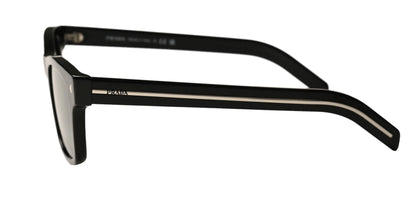 PRADA PR A17S Sunglasses Black & Silver Grey Tint Rectangular Shape - Unisex
