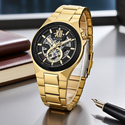 BULOVA Classic 98A178 Men's Gold Stainless Steel Automatic Luxury Watch