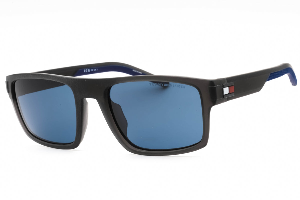 Tommy Hilfiger TH1977/S Rectangular Matte Grey Sunglasses with Blue Lenses by PEBBELLS
