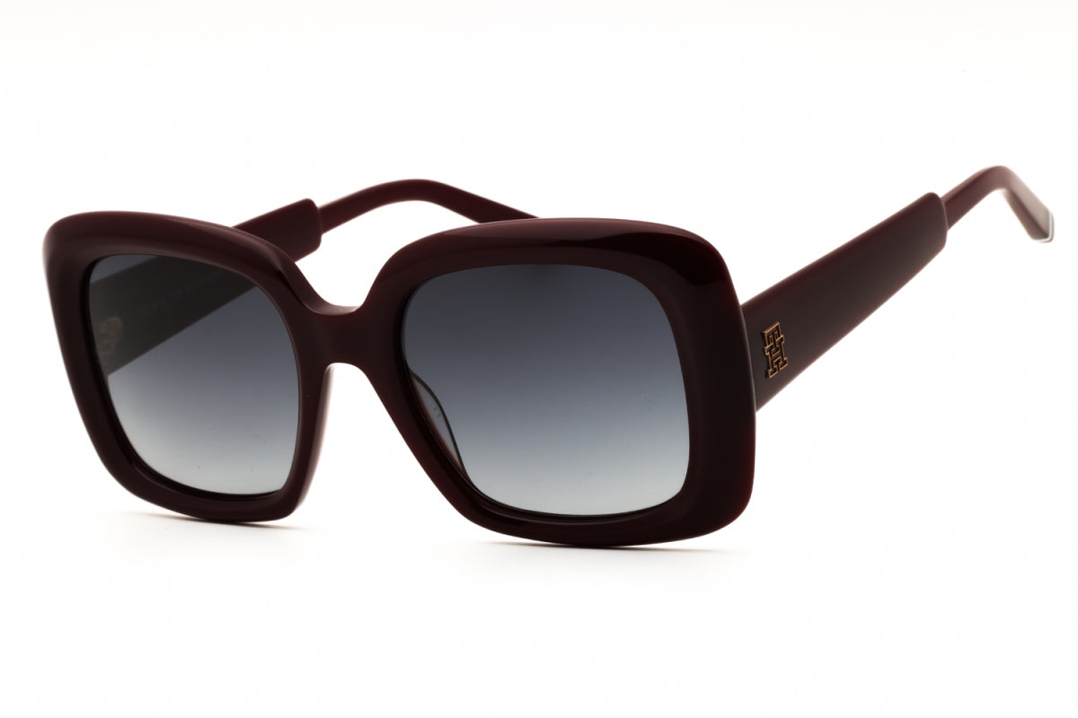 Tommy Hilfiger TH2208/S Square Burgundy Sunglasses with Dark Grey Gradient Lenses by PEBBELLS