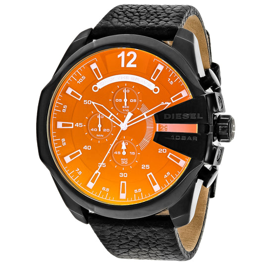 Reloj de lujo Diesel Mega Chief DZ4323 Cronógrafo de acero inoxidable con esfera negra para hombre