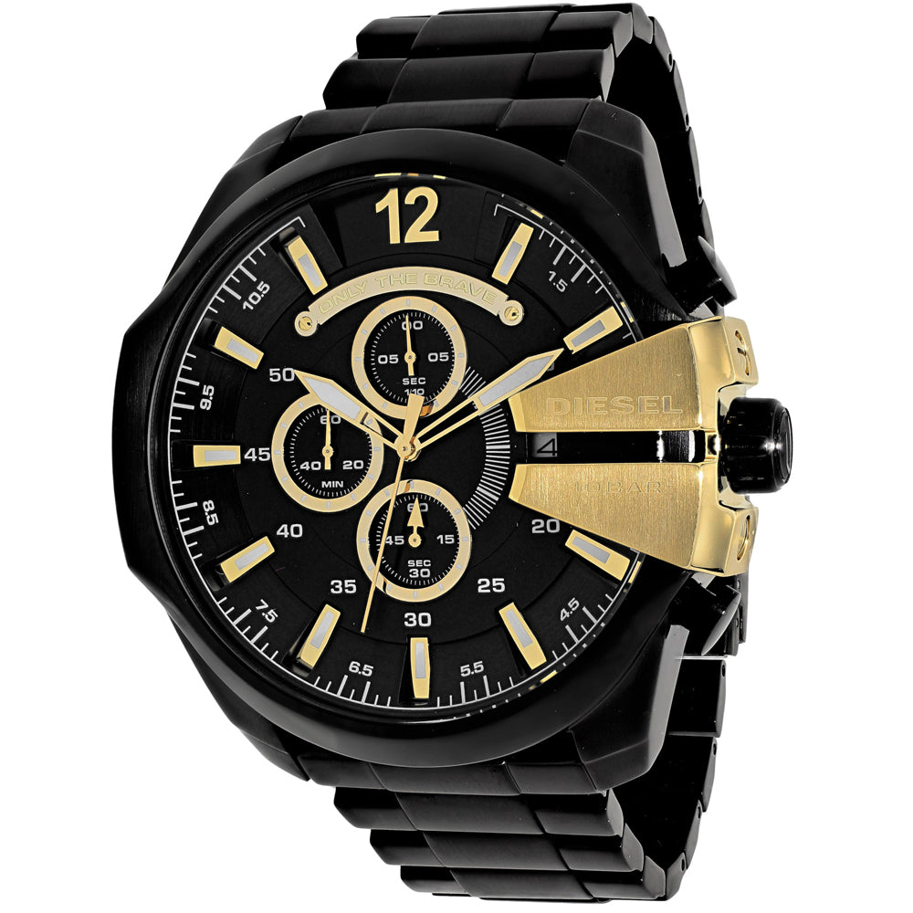 Reloj de cronógrafo Diesel Mega Chief DZ4338 de acero inoxidable negro para hombre