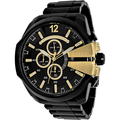 Reloj de cronógrafo Diesel Mega Chief DZ4338 de acero inoxidable negro para hombre