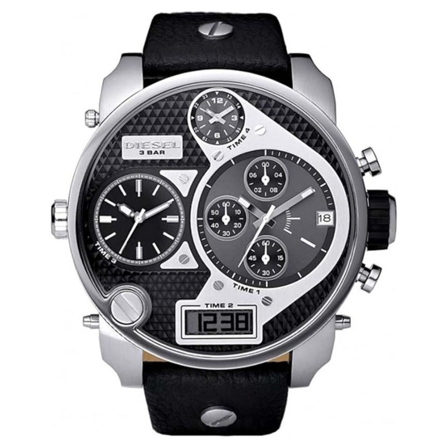Reloj Diesel Mr. Daddy DZ7125 para hombre con correa de piel negra