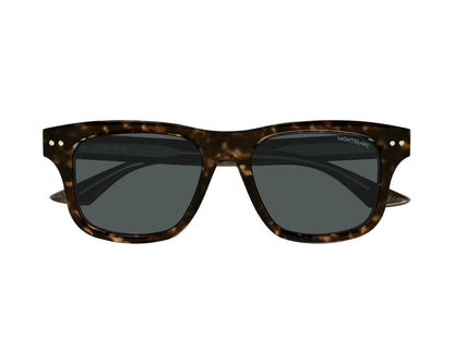 MONTBLANC MB0319S 002 Rectangular Havana Green Lens Men's Sunglasses
