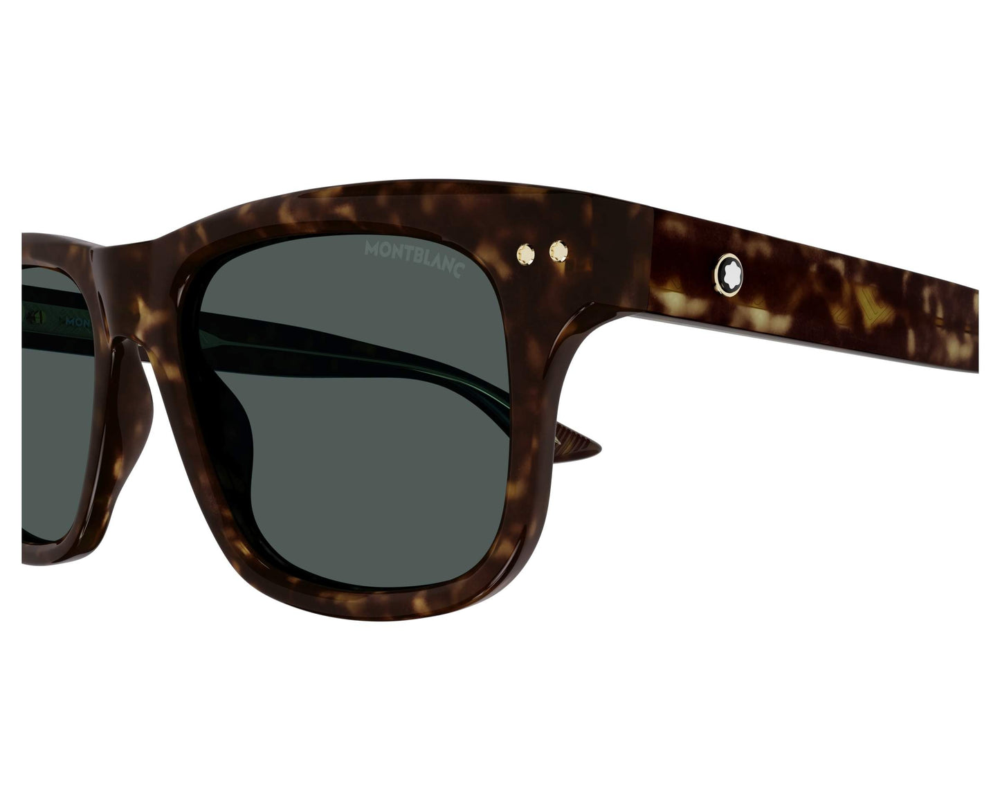 MONTBLANC MB0319S 002 Rectangular Havana Green Lens Men's Sunglasses